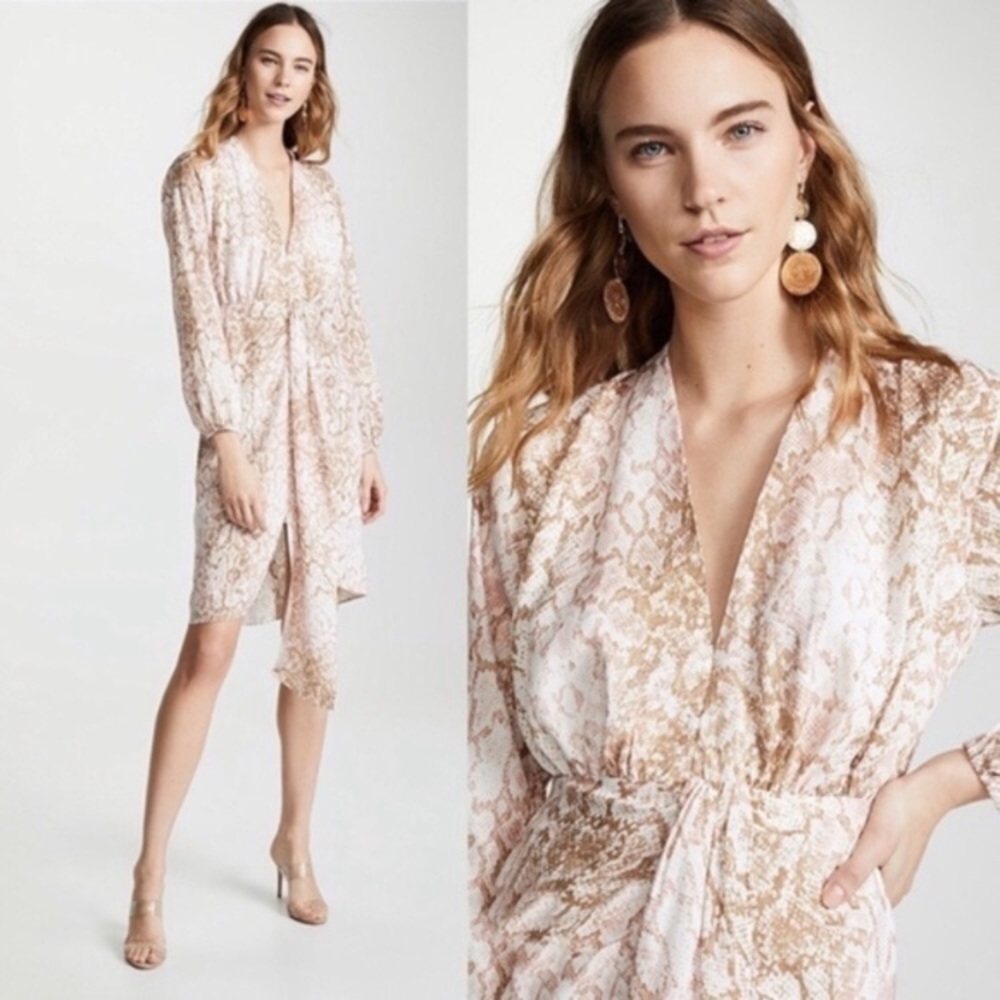 WAYF NWT Arista Python Print Long Sleeve Dress S